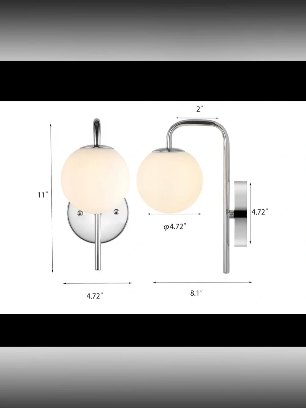 Mid Century Modern Globe Wall Sconce Set of 2 – Chrome Vanity Light
